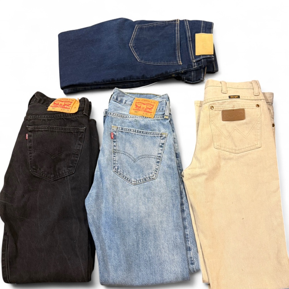Vintage Levis 501  505  Wrangler hollister Jeans Lot 4 Pairs Wholesale Denim
